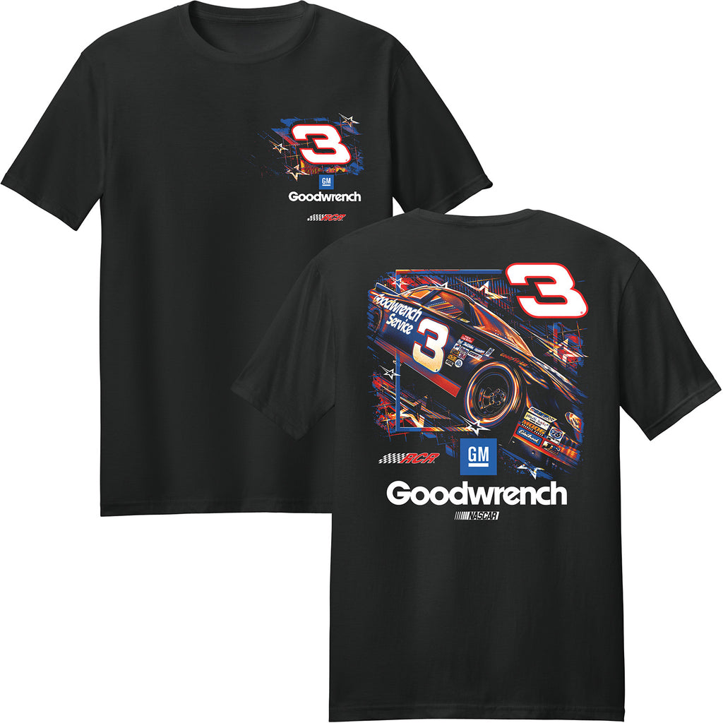 Dale Earnhardt 2026 GM Goodwrench #3 Stars & Stripes Car 2-Spot Classic Ink T-Shirt Black NASCAR