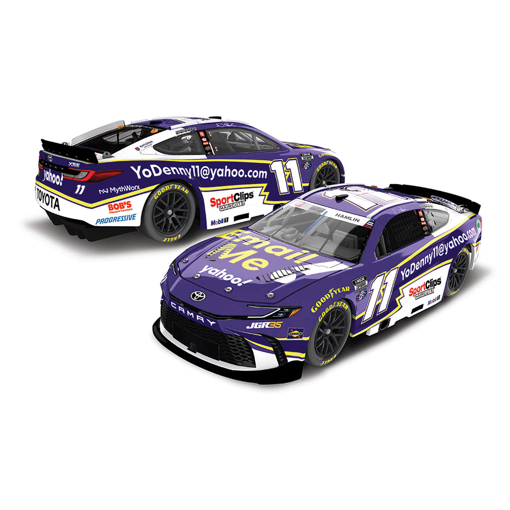 Denny Hamlin Color Chrome Yahoo! Email Me 1:24 2026 Diecast Car #11 NASCAR