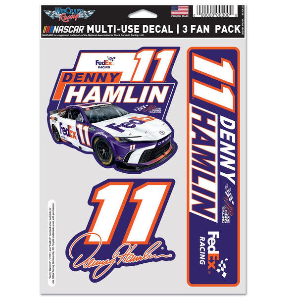 Denny Hamlin 2024 Multi-Use FedEx #11 Decal 3-Pack NASCAR