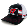 Denny Hamlin 2025 Striped #11 Mesh Hat Black/White NASCAR