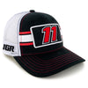 Denny Hamlin 2025 Striped #11 Mesh Hat Black/White NASCAR