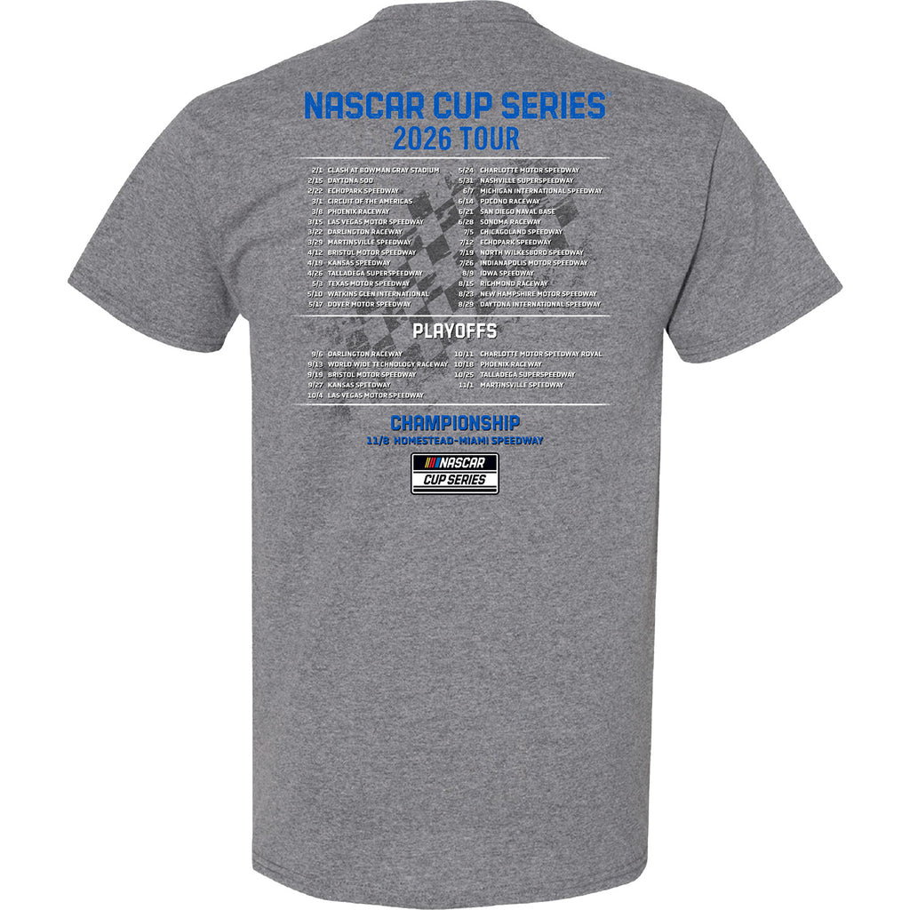 Denny Hamlin 2026 NASCAR Cup Series Schedule T-Shirt Gray #11