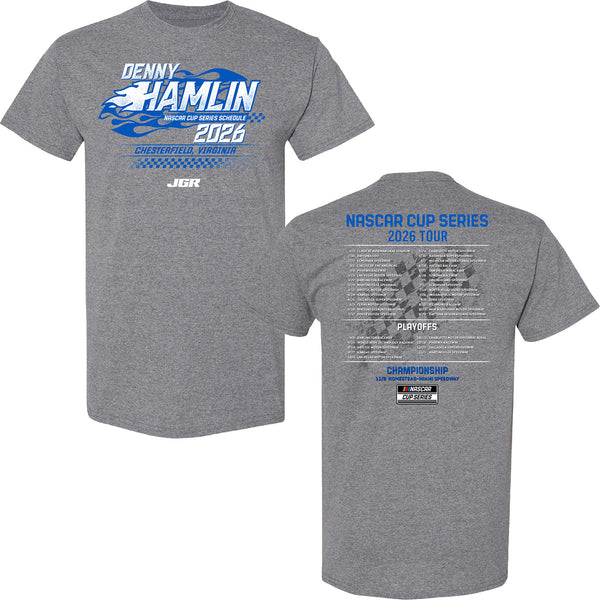 Denny Hamlin 2026 NASCAR Cup Series Schedule T-Shirt Gray #11