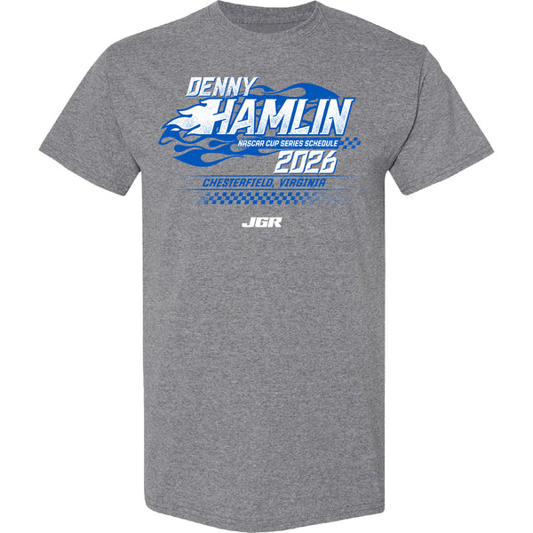 Denny Hamlin 2026 NASCAR Cup Series Schedule T-Shirt Gray #11