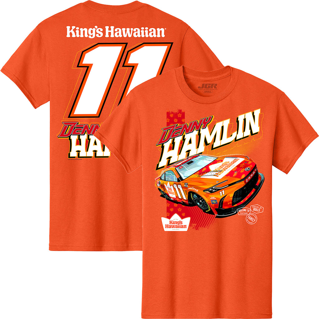 Denny Hamlin 2025 King's Hawaiian Car 2-Spot T-Shirt Orange #11 NASCAR