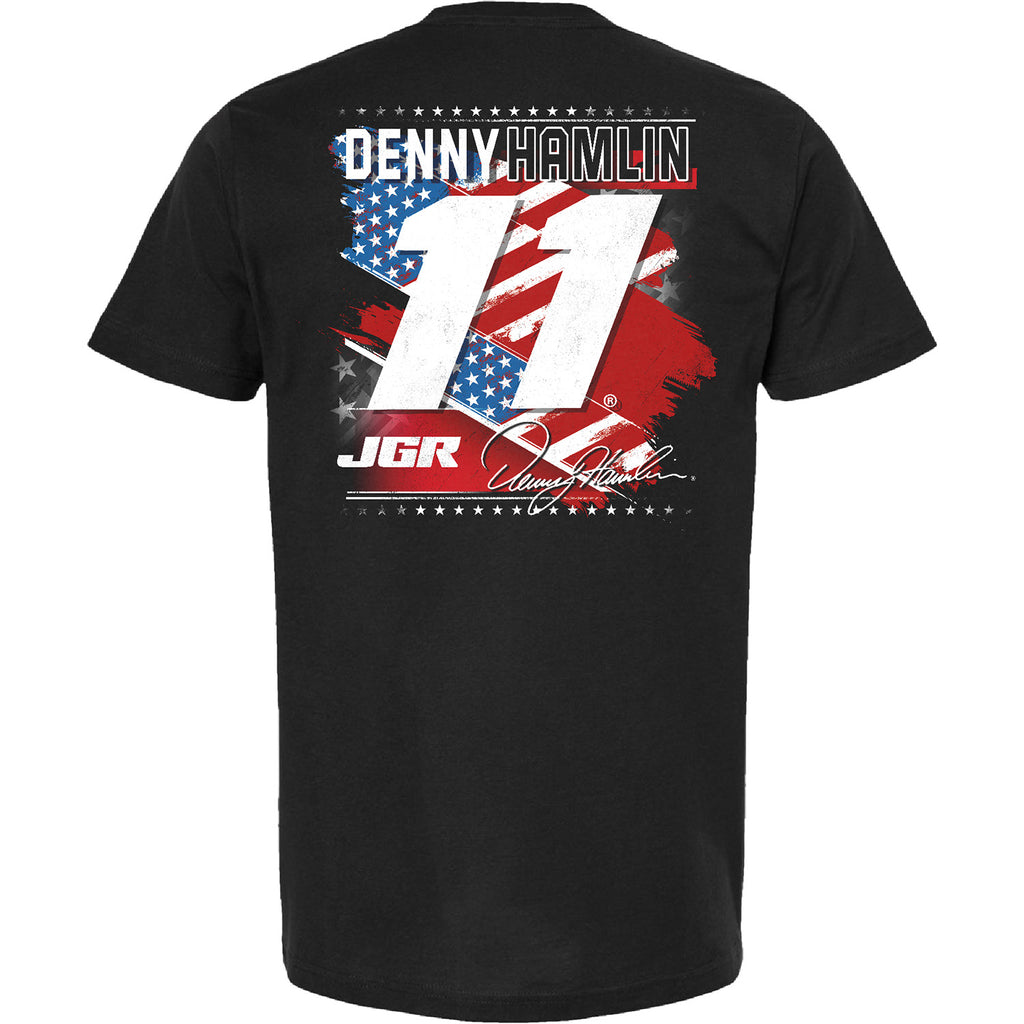 Denny Hamlin 2025 SportClips Patriotic Car T-Shirt Black #11 NASCAR