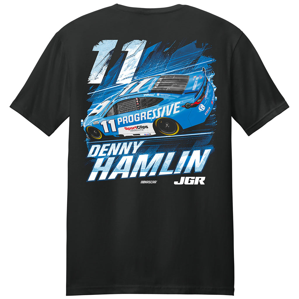 Denny Hamlin 2025 Progressive Black 2-Spot T-Shirt #11 NASCAR