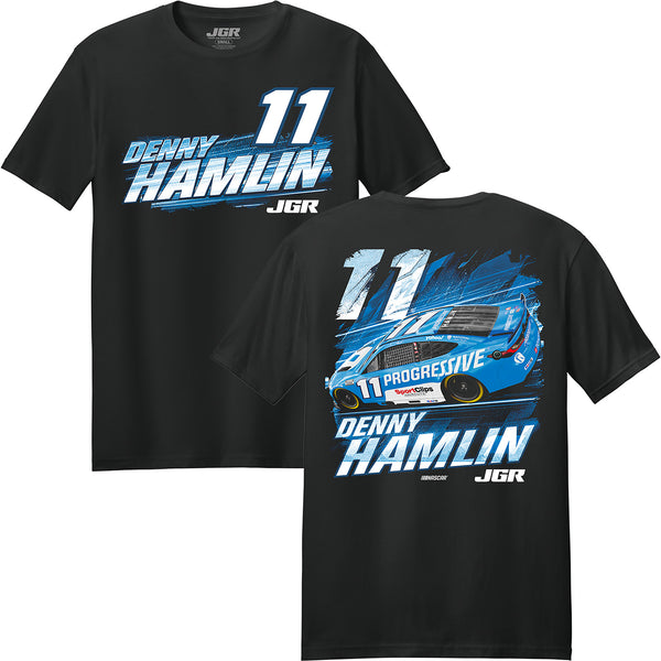 Denny Hamlin 2025 Progressive Black 2-Spot T-Shirt #11 NASCAR