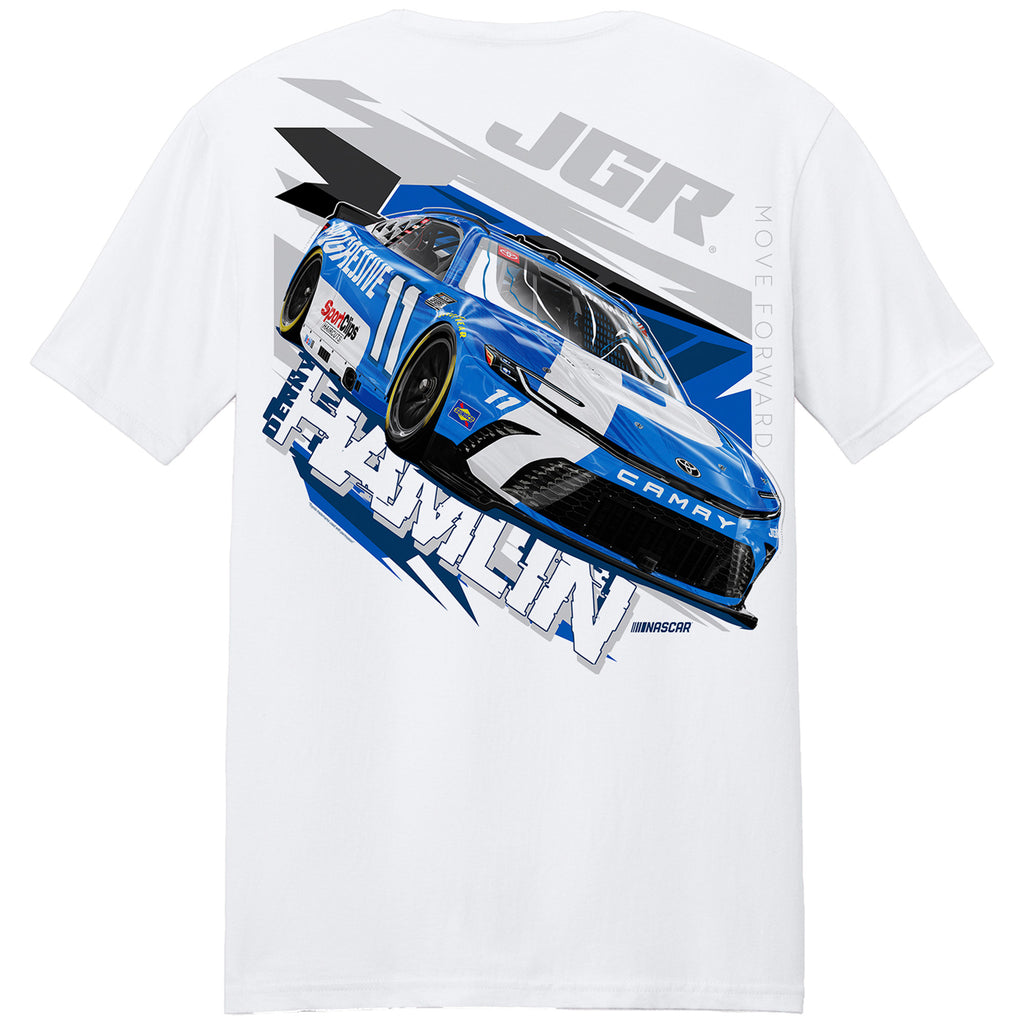 Denny Hamlin 2026 Progressive Breakout 2-Spot T-Shirt White #11 NASCAR