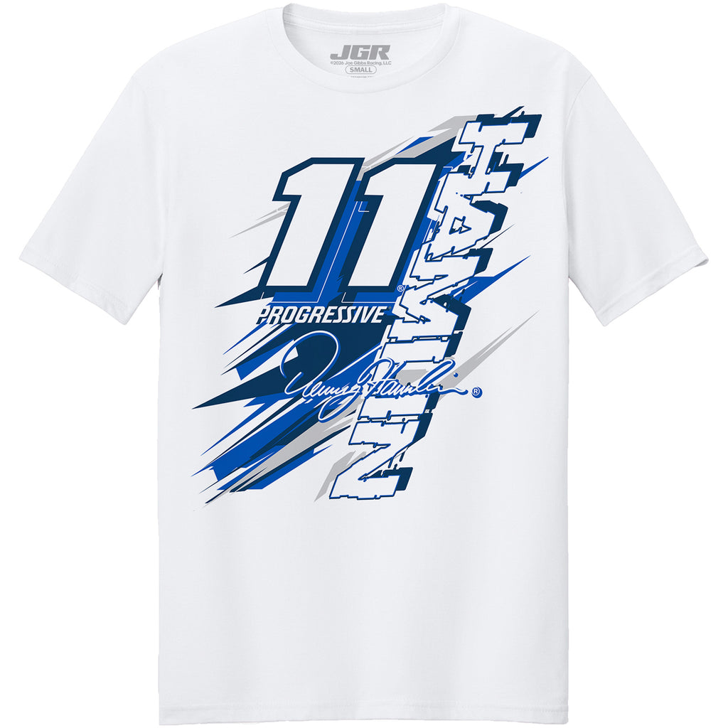 Denny Hamlin 2026 Progressive Breakout 2-Spot T-Shirt White #11 NASCAR