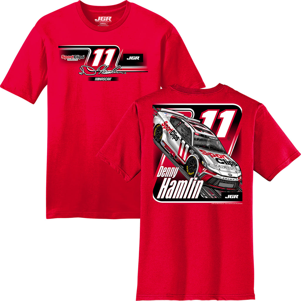 Denny Hamlin 2025 Sport Clips Red 2-Spot T-Shirt #11 NASCAR