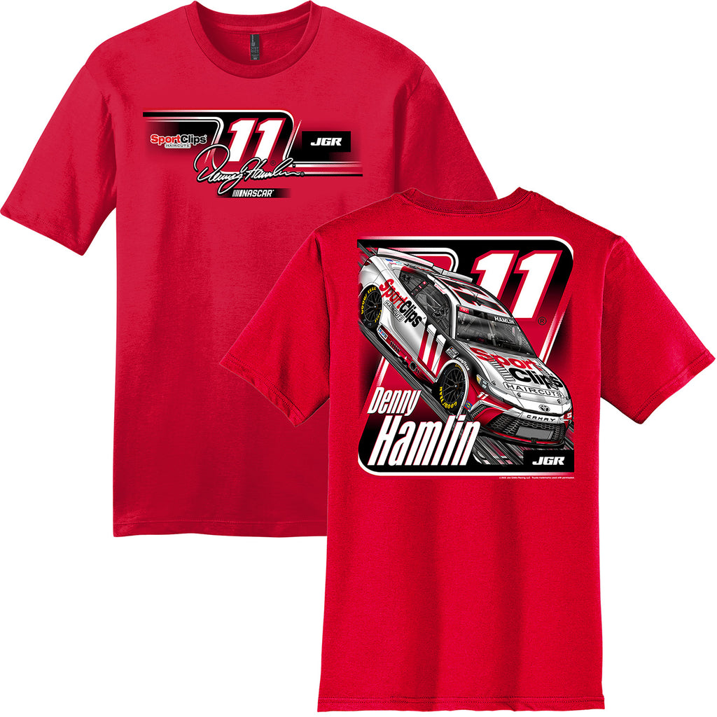 Denny Hamlin 2025 Sport Clips Red 2-Spot T-Shirt #11 NASCAR