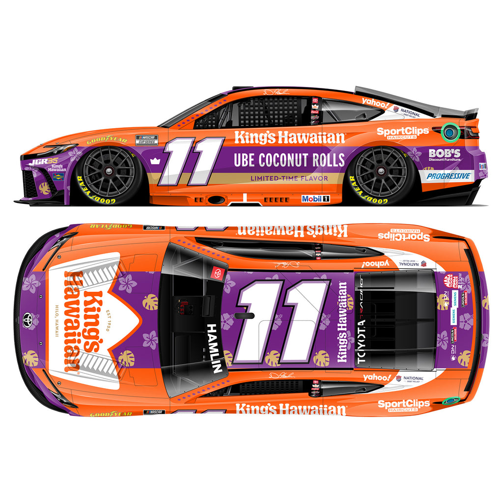 Denny Hamlin King's Hawaiian Ube Coconut Rolls 1:24 Color Chrome 2026 Diecast Car #11 NASCAR