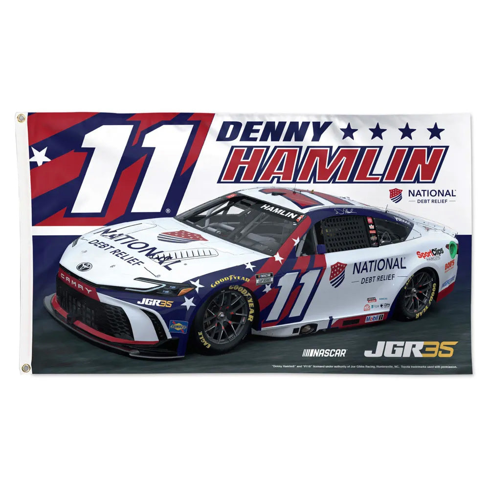 Denny Hamlin 2026 National Debt Relief Scheme Car #11 NASCAR 3x5 Flag