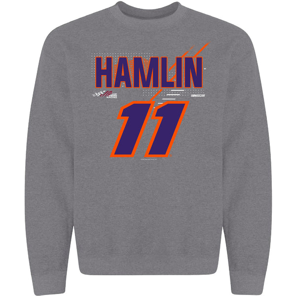 Denny Hamlin 2024 Name and #11 Crewneck Sweatshirt Gray NASCAR