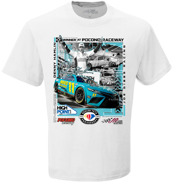 Denny Hamlin 2023 Pocono 50th Cup Race Win T-Shirt