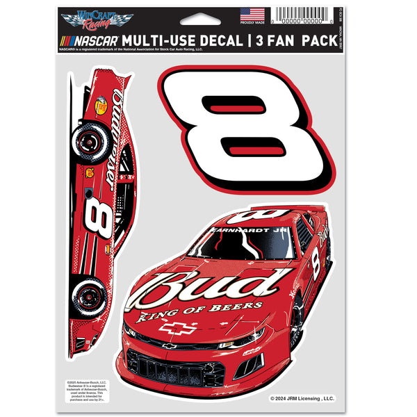 Dale Earnhardt Jr 2024 Multi-Use Budweiser #8 Decal 3-Pack