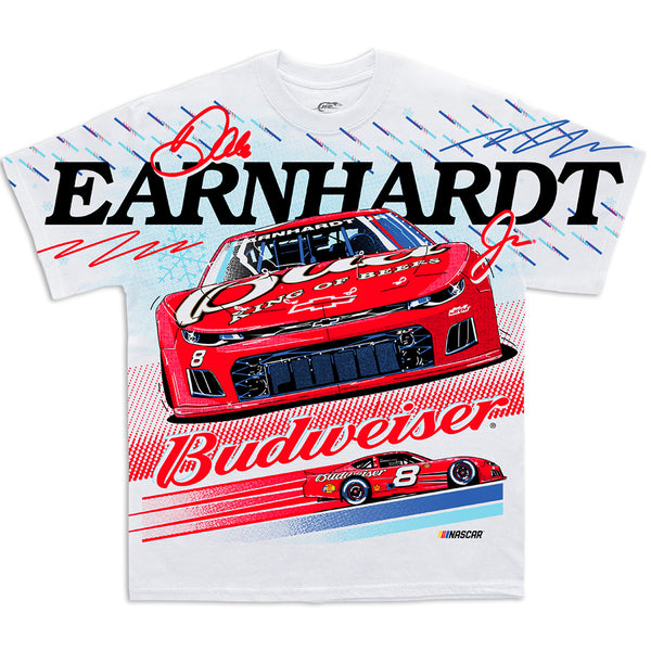 Dale Earnhardt Jr 2024 Bud #8 Breaking Ice Total Print White T-Shirt
