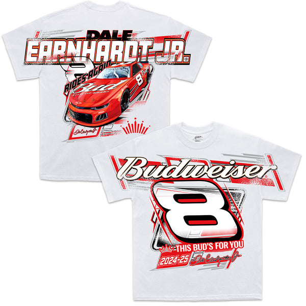 Dale Earnhardt Jr 2024 Bud #8 Total Print White T-Shirt