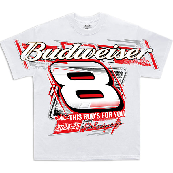 Dale Earnhardt Jr 2024 Bud #8 Total Print White T-Shirt