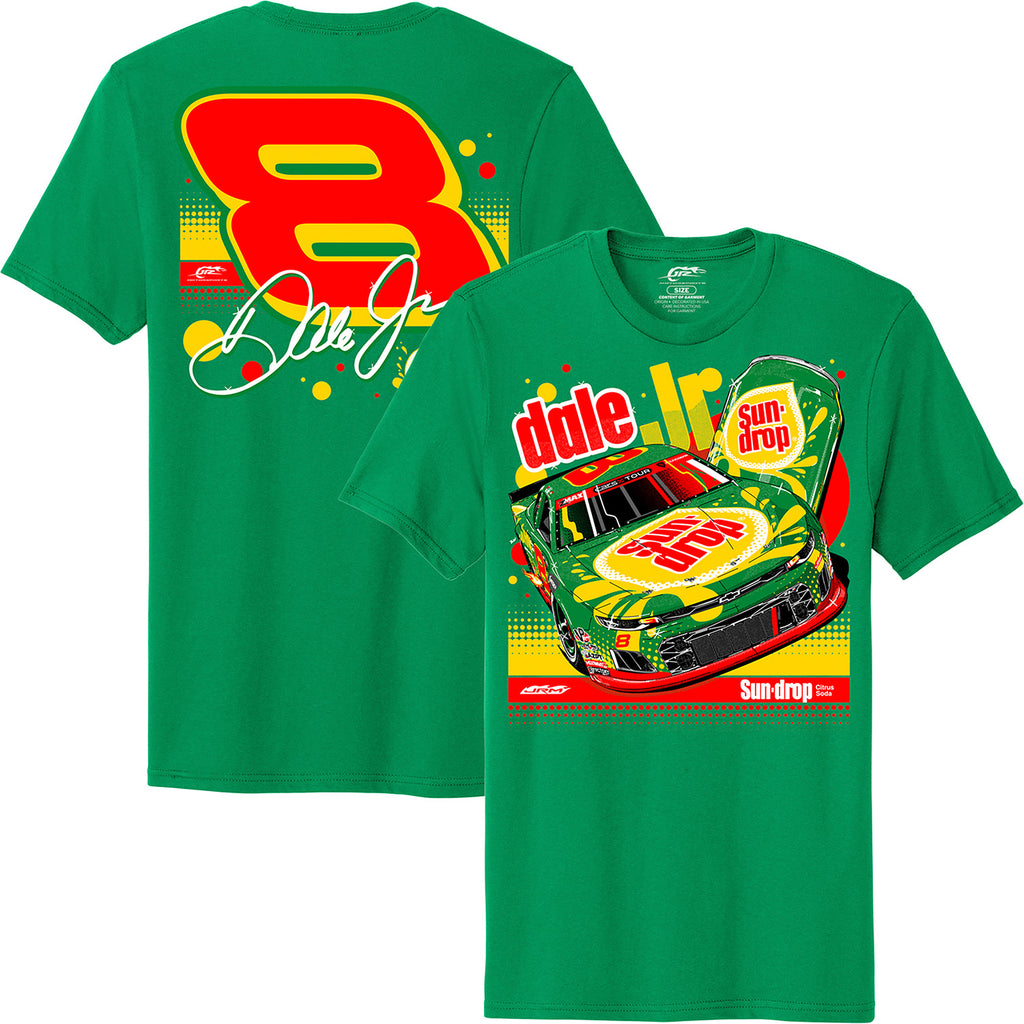 Dale Earnhardt Jr 2025 Sun Drop #8 Late Model Green 2-Spot T-Shirt