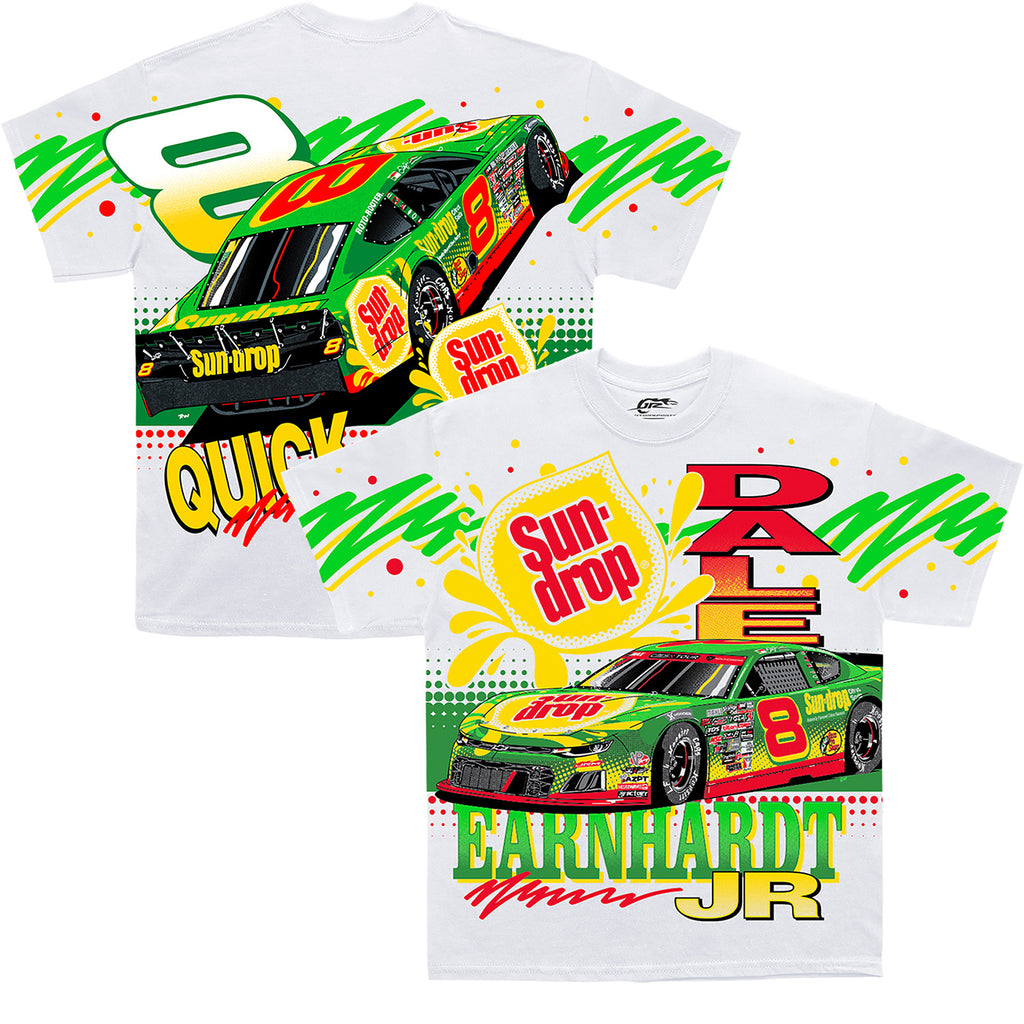 Dale Earnhardt Jr 2025 Sun Drop #8 Total Print White T-Shirt