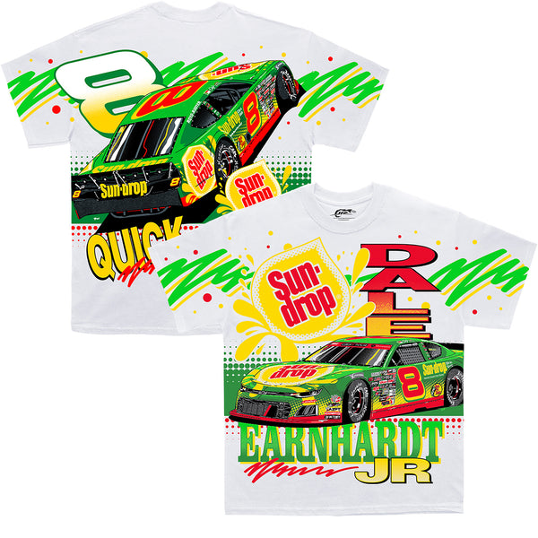 Dale Earnhardt Jr 2025 Sun Drop #8 Total Print White T-Shirt