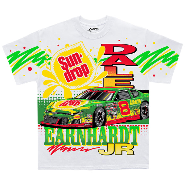 Dale Earnhardt Jr 2025 Sun Drop #8 Total Print White T-Shirt