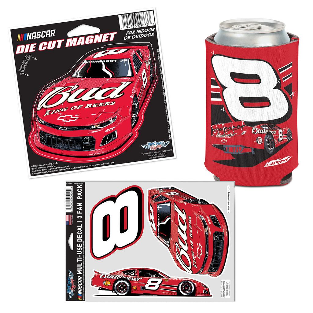 Dale Earnhardt Jr 2024 / 2025 Bud #8 Can Hugger, Magnet and Decal 3-Pack BUNDLE PRICED - SALE