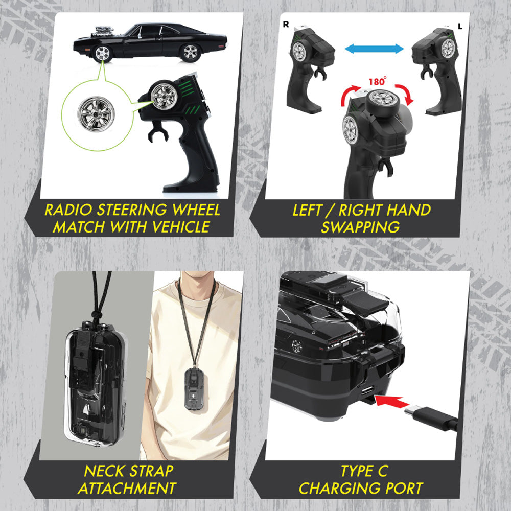 Greenlight 1:64 The Fast & The Furious "Dom's 1970 Charger" Remote Controlled Diecast In Motion Combo Set
