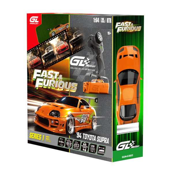 Greenlight 1:64 The Fast & The Furious "Brian's 1994 Supra" Remote Controlled Diecast In Motion Combo Set