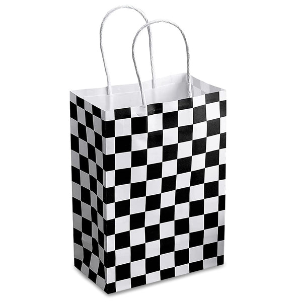 Checkered Flag Black and White Gift Paper Bag with Handle