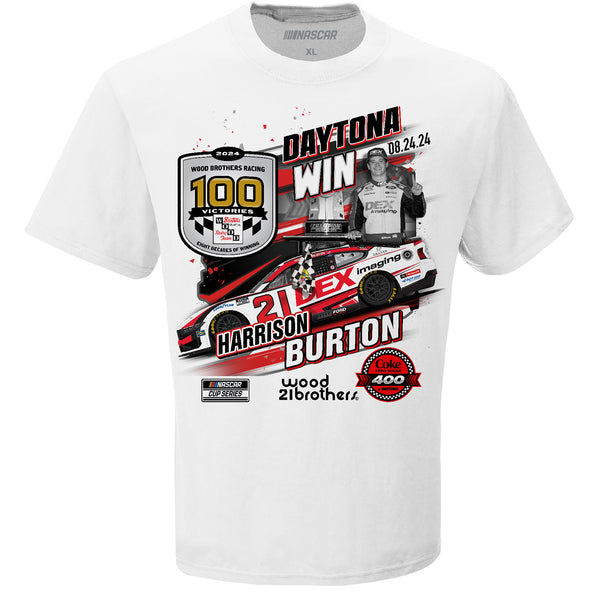 Harrison Burton 2024 Daytona First Cup Series Race Win / 100th Wood Brothers Team Win T-Shirt Preorder - Ships Next Week