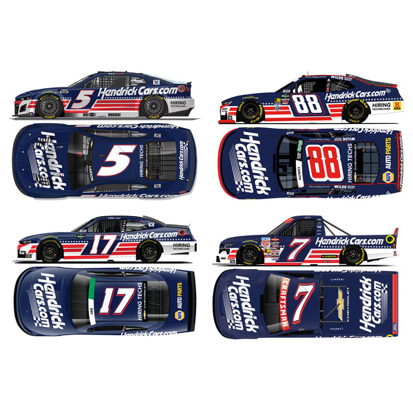 HendrickCars Chase Elliott / Rajah Caruth / Corey Day / Kyle Busch 1:64 Standard 2026 Patriotic Diecast Set In Special Collectible Packaging