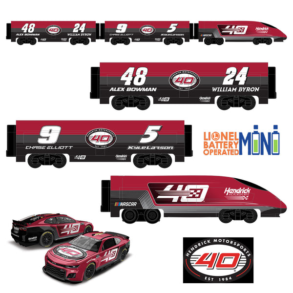 Hendrick Motorsports 40th Anniversary 2024 MRTP 28-Piece Battery-Operated Diecast Train Set In Special Collectible Packaging 