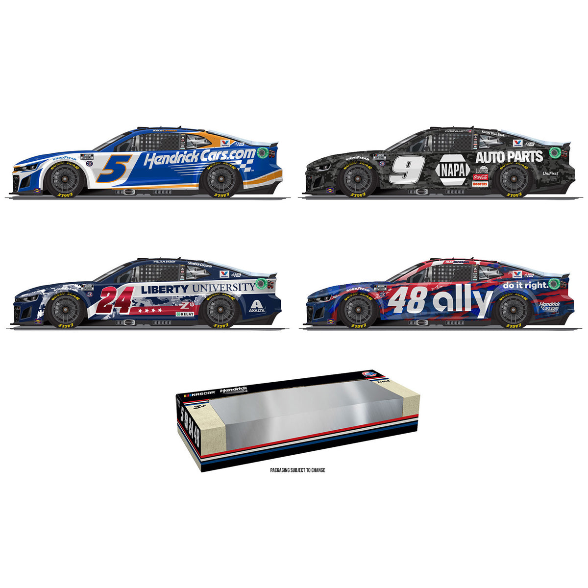 Set 2 Auto Diecast Lionel Racing Kyle Larson 2024 Hendrick - Scala 1:64, Modelli Charlotte E Indy, Per Collezionisti