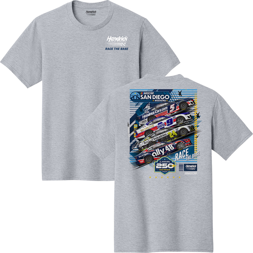 HMS Kyle Larson / Chase Elliott / William Byron / Alex Bowman 2026 San Diego Race the Base Paint Schemes 2-Spot Classic Ink T-Shirt Gray