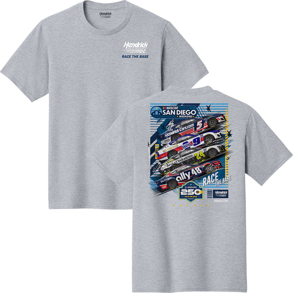 HMS Kyle Larson / Chase Elliott / William Byron / Alex Bowman 2026 San Diego Race the Base Paint Schemes 2-Spot Classic Ink T-Shirt Gray