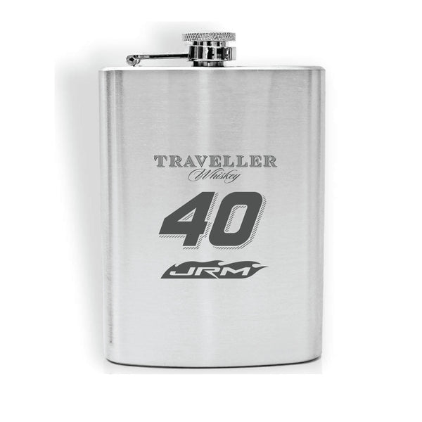 Justin Allgaier 2025 Traveller Whiskey #40 JR Motorsports Stainless Steel Laser Engraved 8oz Flask NASCAR JRM