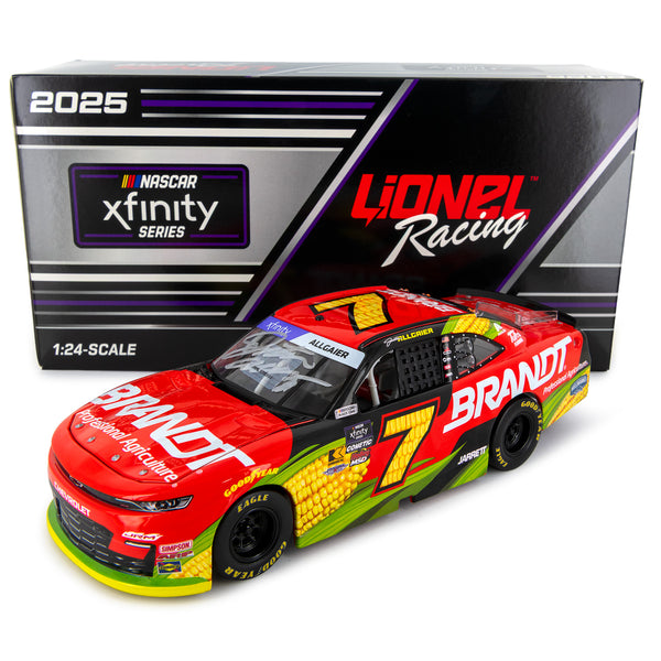 Justin Allgaier Autographed Brandt Xfinity Series 1:24 Standard 2025 Diecast Car Hand Signed #7 NASCAR