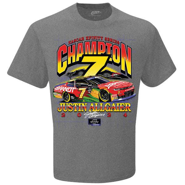 Justin Allgaier 2024 Official NASCAR Xfinity Series Champion T-Shirt Gray Brandt #7