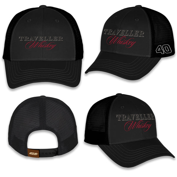 Justin Allgaier 2025 Traveller Whiskey #40 JR Motorsports Black Snapback Mesh Hat NASCAR JRM