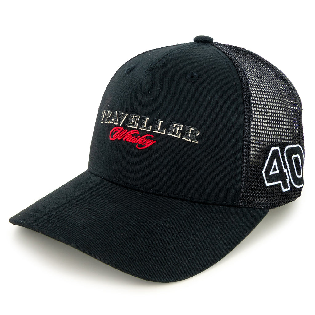 Justin Allgaier 2025 Traveller Whiskey #40 JR Motorsports Black Snapback Mesh Hat NASCAR JRM