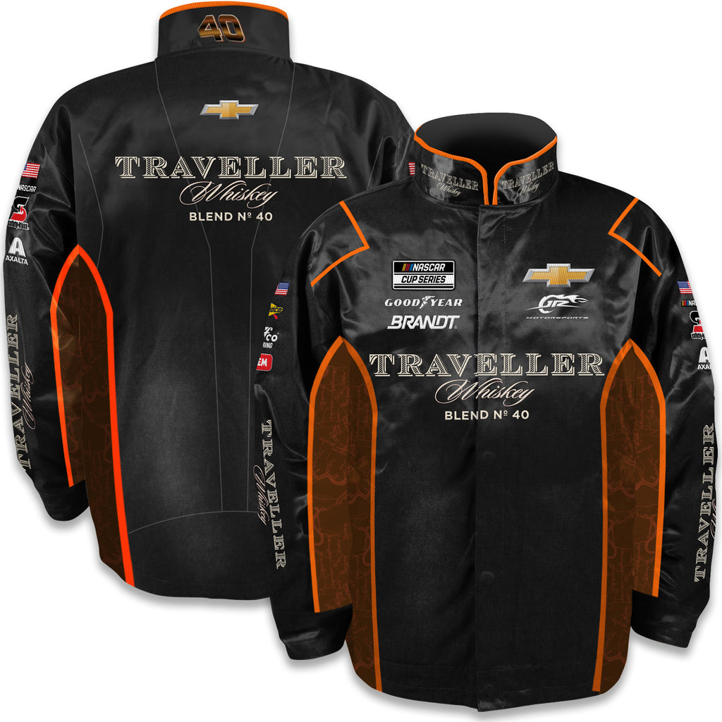 Justin Allgaier 2025 Traveller Whiskey #40 JR Motorsports Uniform Pit Outerwear Jacket Black NASCAR JRM