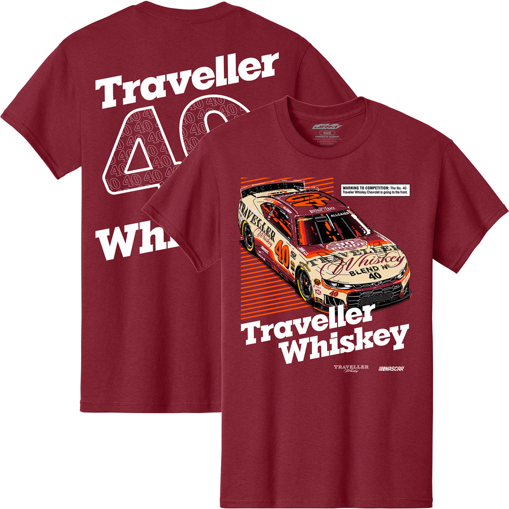 Justin Allgaier 2026 Traveller Whiskey Cardinal Red 2-Spot T-Shirt #40 NASCAR