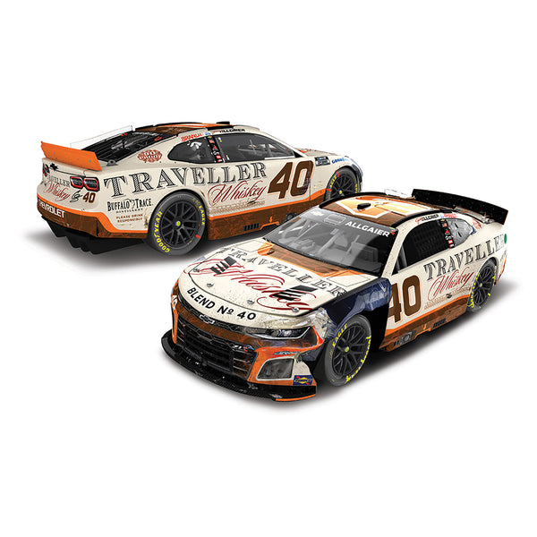 Justin Allgaier "Whiskey Finish" Daytona 500 Raced Version Traveller Whiskey #40 JRM 1:24 Standard 2025 Diecast Car With Sound Base