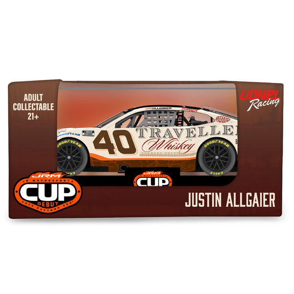 Justin Allgaier Traveller Whiskey #40 JRM Cup Debut 1:64 Standard Chassis 2025 Diecast Car w/ Acrylic Case