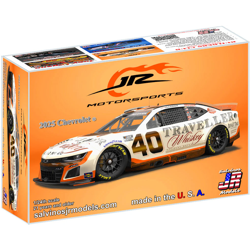 Justin Allgaier 2025 Traveller Whiskey JRM #40 1st NASCAR Cup Start 1:24 Adult Salvinos JR Model Car Kit 