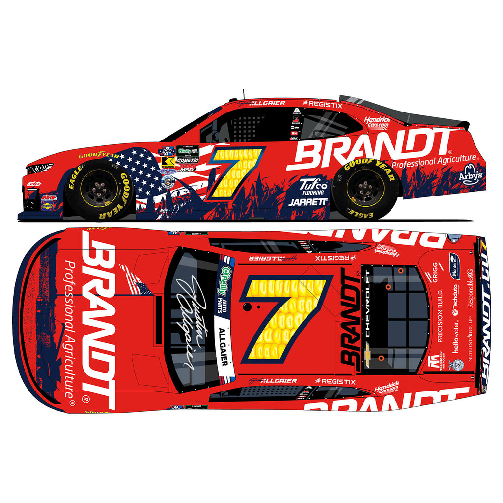 Justin Allgaier Autographed Brandt Patriotic 1:24 Standard 2026 Diecast Car #7 NASCAR