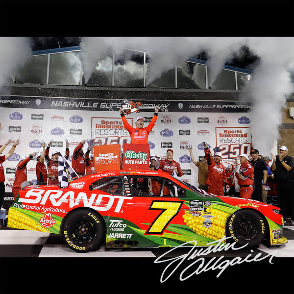 Justin Allgaier Autographed Nashville Race Win 1:24 Standard 2026 Diecast Car #7 Brandt NASCAR